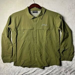 Grundens Gage Snap Up Shirt Men's 2XL Army Green Performance Fishing Hiking Gear